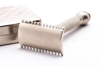 1918's Gillette ABC Pocket Edition Set With Basket Weave Case | Factory Nickel Revamp