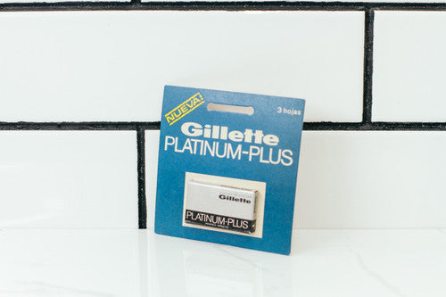 NOS - 3 Gillette Platinum Plus - Made in Argentina - Double Edge Razor Blades