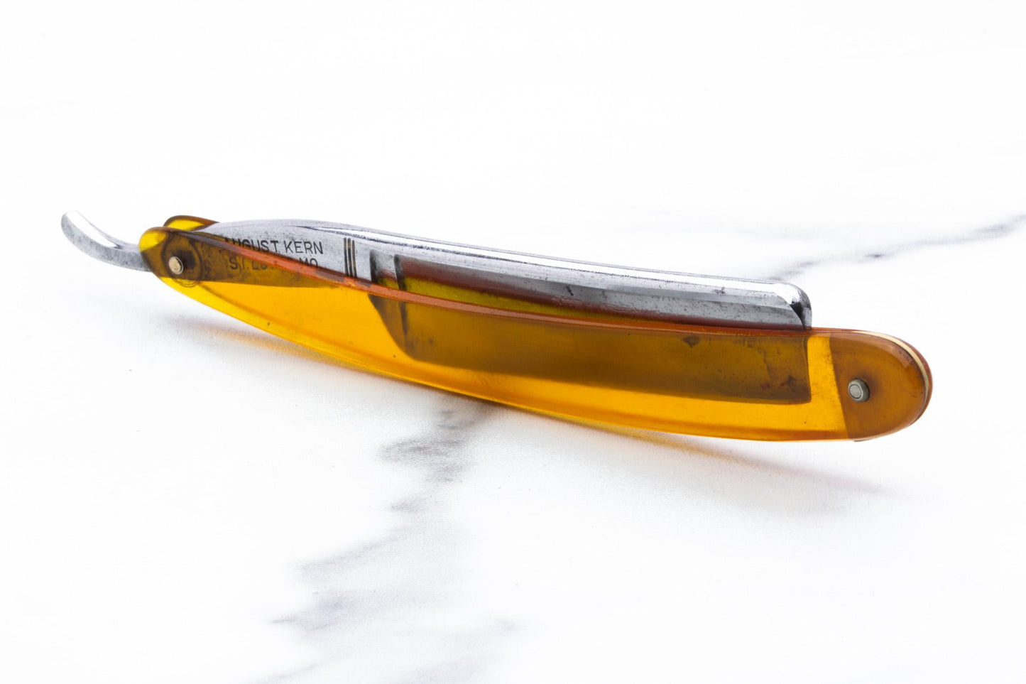 6/8" Vintage Restored Golden Rod Straight Razor With Coffin