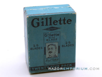 Gillette Blue Double Edge DE (10) New Old Stock Razor Blades w/ Box