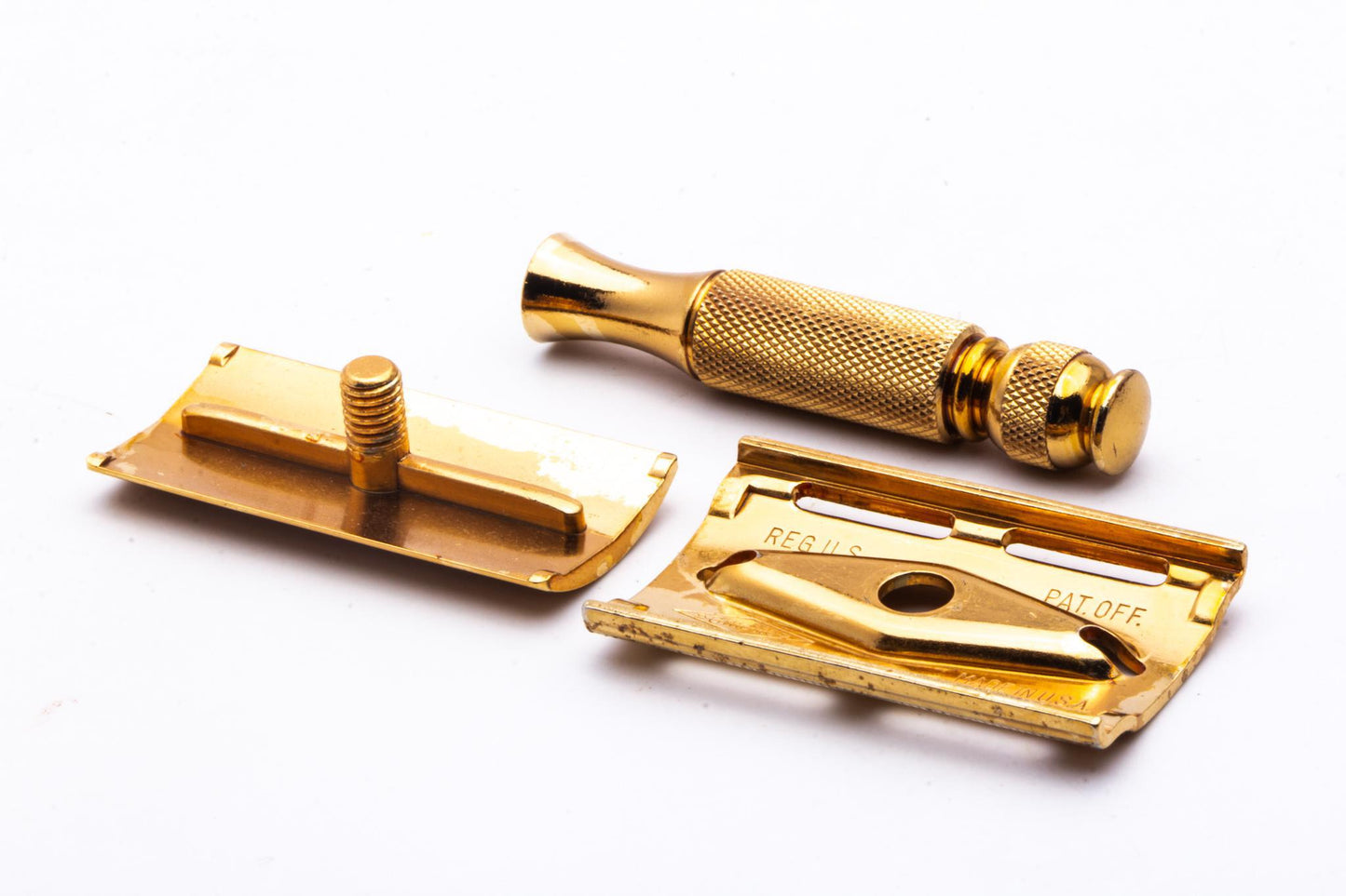 Gillette Gold Ball End Tech Leather Travel Shave Set | Original Condition