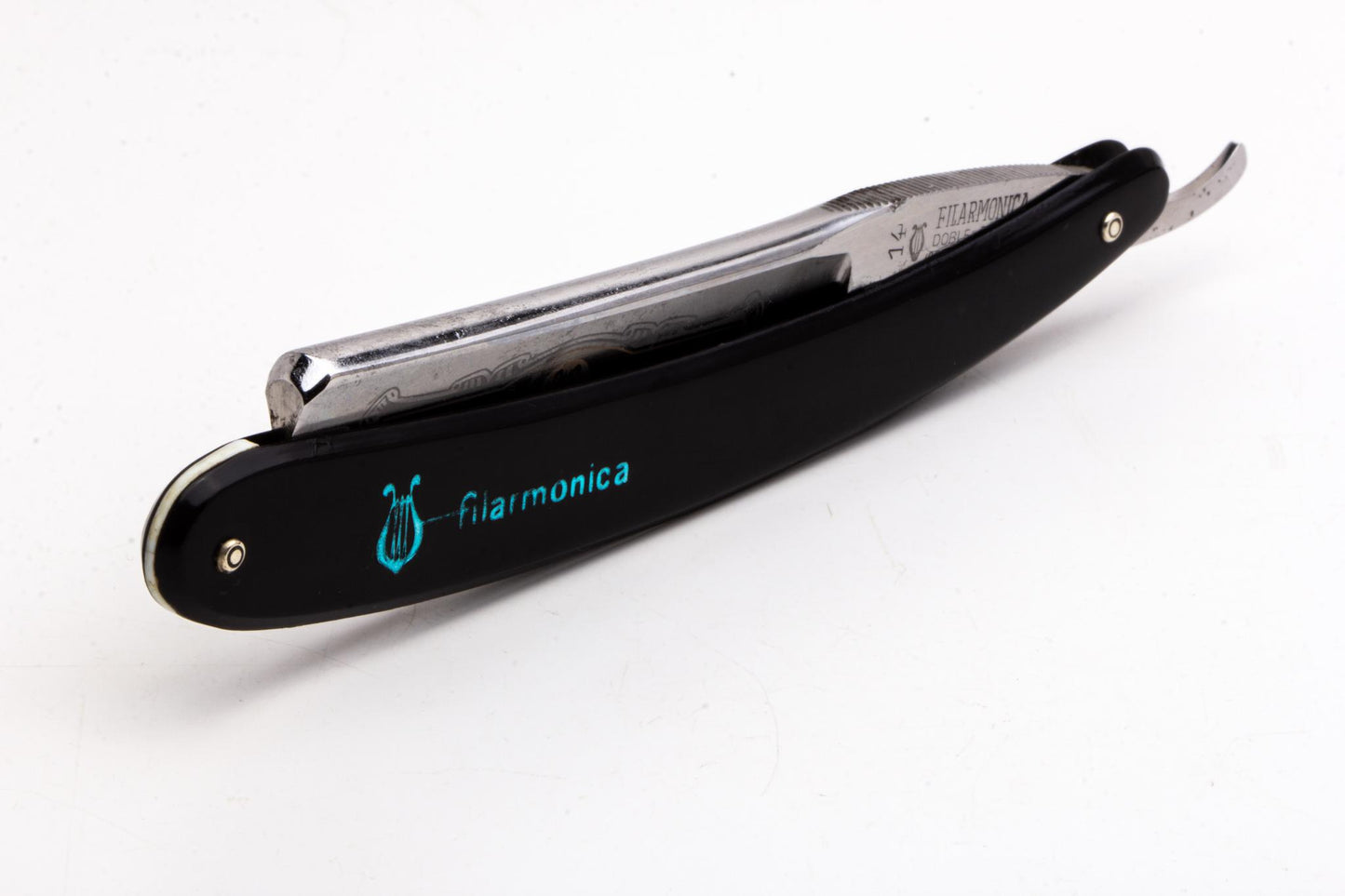 7/8" Filarmonica "Doble Temple" #14 Black/Blue Straight Razor w/ Coffin | Spain