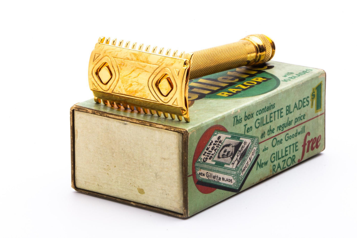 1930's Gillette Goodwill Double Edge Open Comb Razor with Original Box | Original Condition