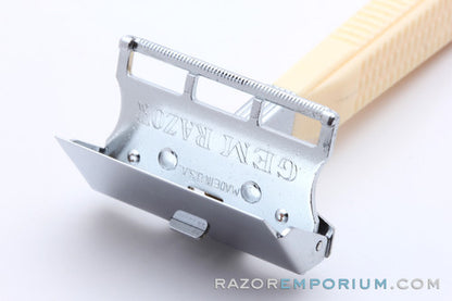 1940s Gem G-Bar Single Edge Razor w/ Cream Handle