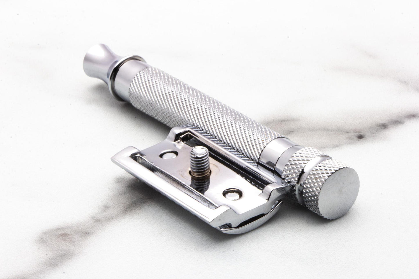 Unbranded Three Piece Nickel Double Edge Safety Razor Set | Original Condition