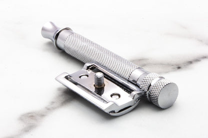 Unbranded Three Piece Nickel Double Edge Safety Razor Set | Original Condition