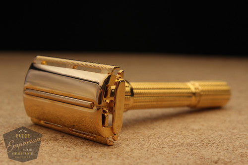 Gillette 1965 Slim Adjustable Safety Razor J4 * 24K Gold REVAMPED