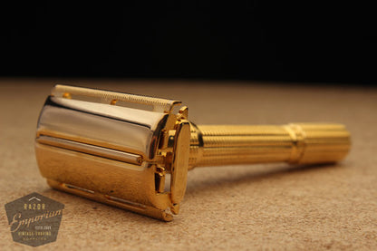 Gillette 1965 Slim Adjustable Safety Razor J4 * 24K Gold REVAMPED