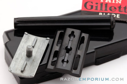 1947-51 Gillette Bakelite Handle Tech Double Edge Razor Set WWII