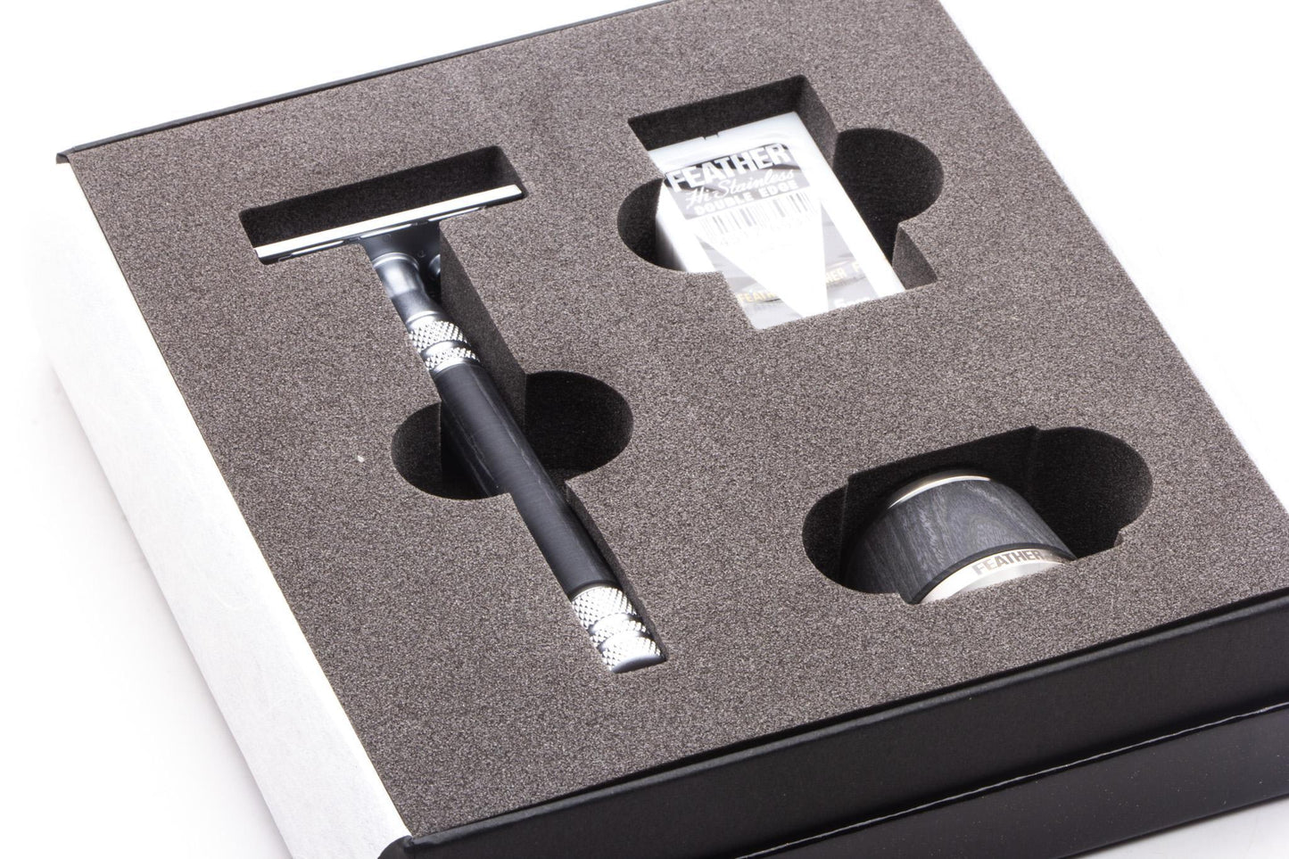 Feather WS-D2S Stainless Steel/Wood Double Edge Safety Razor with Stand