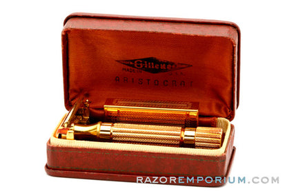 1940's Aristocrat DE Safety Razor w/ Leather Case Blade Bank & Blades
