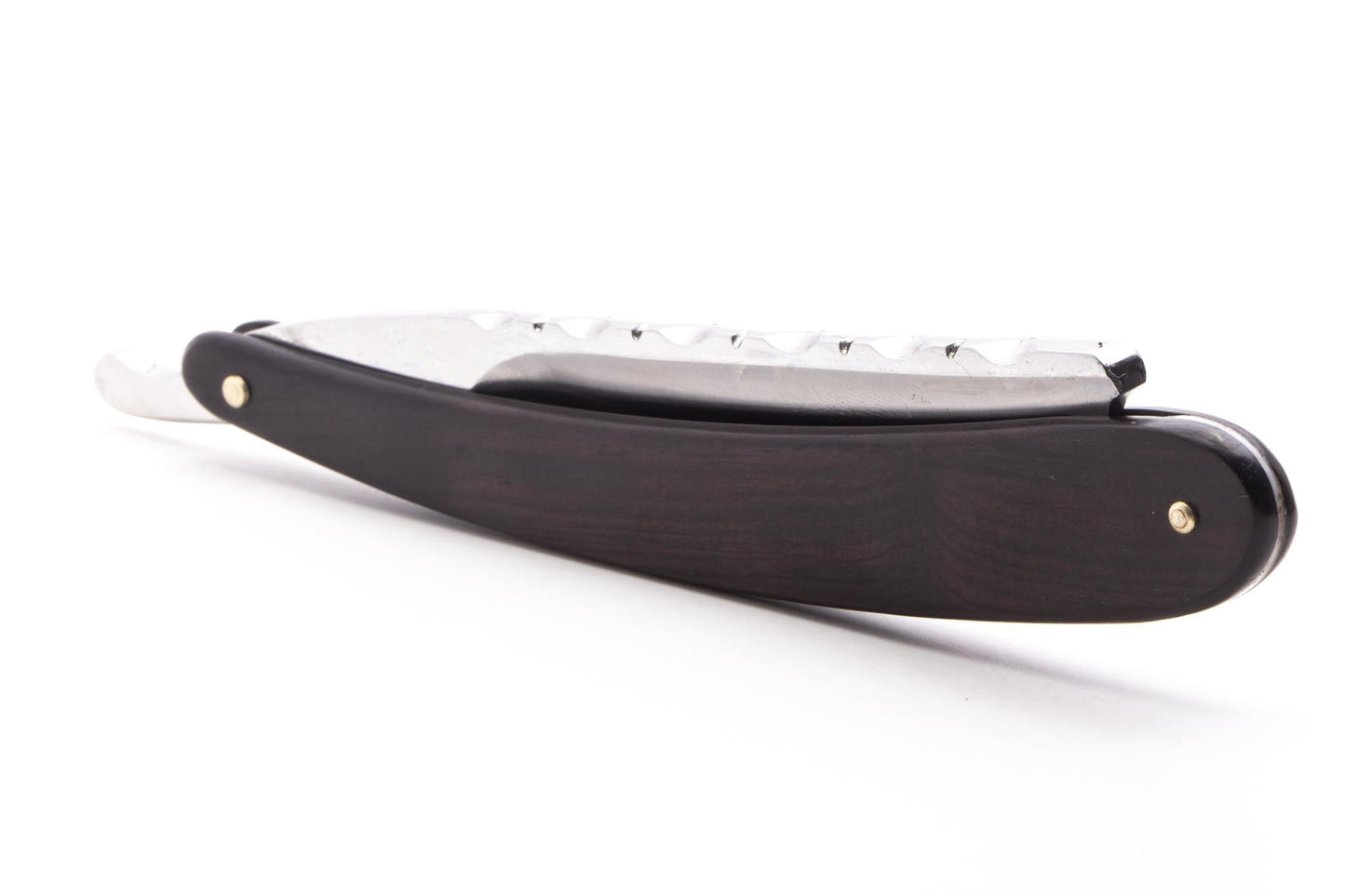 6/8" Gustave Lalune Straight Razor "English Archer" Blackwood Scales w/ Engraved Barbers Notch