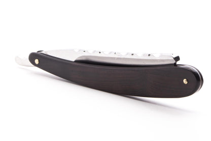 6/8" Gustave Lalune Straight Razor "English Archer" Blackwood Scales w/ Engraved Barbers Notch