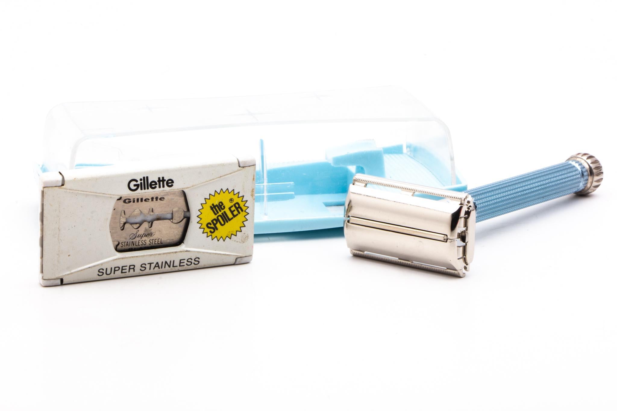 Gillette Razor Stars 1964 J4 Gillette Blue Star Lady Gillette Double Edge Safety Razor Set ...