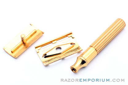 1947-51 Gillette Fat-Handle Tech Gold DE Safety Razor
