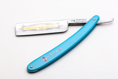 7/8" Filarmonica "Doble Temple" #14 Blue&Red Straight Razor w/ Coffin | Spain