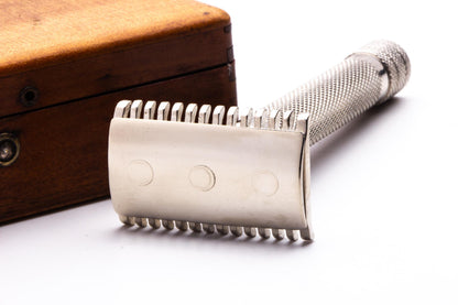 1926 Gillette Big Fellow Double Edge Safety Razor Set | Factory Nickel Revamp