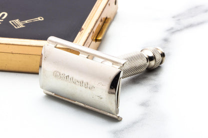 1964 J4 Gillette "His" Ball End Travel Double Edge Safety Razor Set | Original Condition