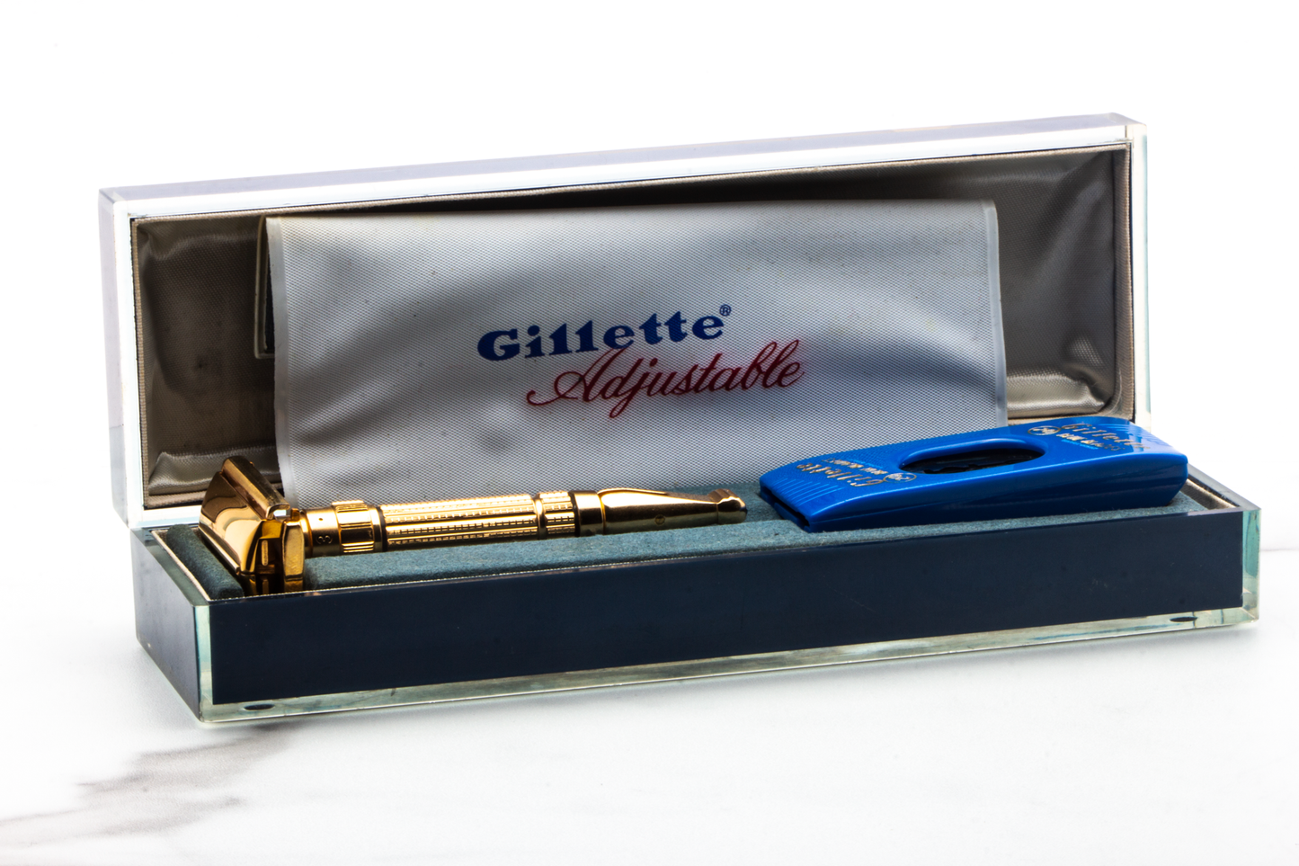 1960 F4 Gillette Gold Toggle Adjustable DE Safety Razor Set with Original Case | Original Condition