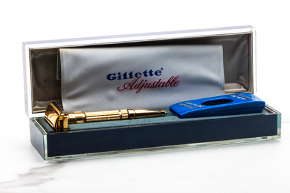 1960 F4 Gillette Gold Toggle Adjustable DE Safety Razor Set with Original Case | Original Condition