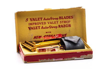 1930's Gold Valet Auto Strop Razor Set w/ Original Cardboard Box  | Original Condition
