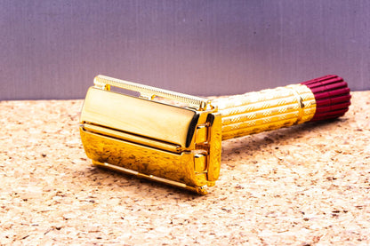 1957 C3 Gillette Heavy Red Tip Super Speed Safety Razor | 24K Gold Revamp