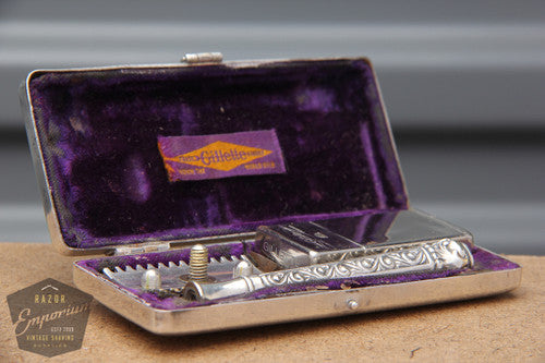 Gillette 1910's Basketweave Pocket Edition - Old Type Spiral (DE) Razor Travel Set