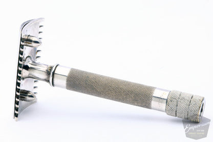 Gillette 1918 Silver Single Ring Combination Travel Set | Black Leather Case