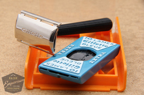 Gillette 1972 French Travel Tech w/ Bakelite Handle Safety Razor Set ...