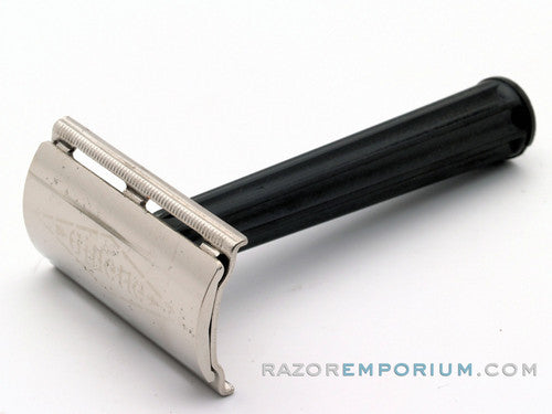 1976 W3 Gillette Ball End Tech Safety Razor w/ Black Handle
