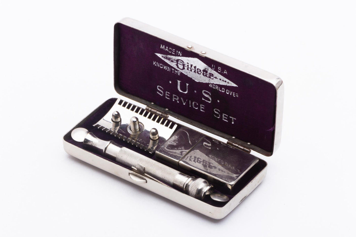 1917 Gillette Ball End Old Type "US Service Set" Double Edge Safety Razor Set | Original Condition