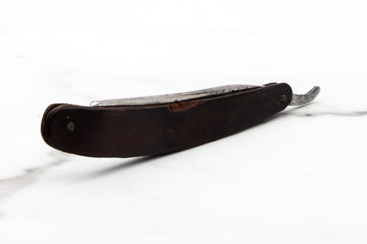 5/8" Vintage Restored B.B. Cutlery Straight Razor With Leather Scales