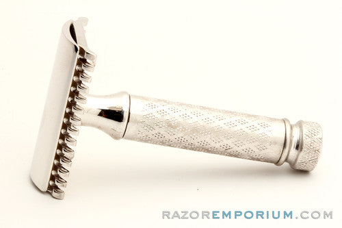 1921 Gillette Silver New Improved Style Travel (DE) Safety Razor Set w/ Blade Bank & Case | Made in England