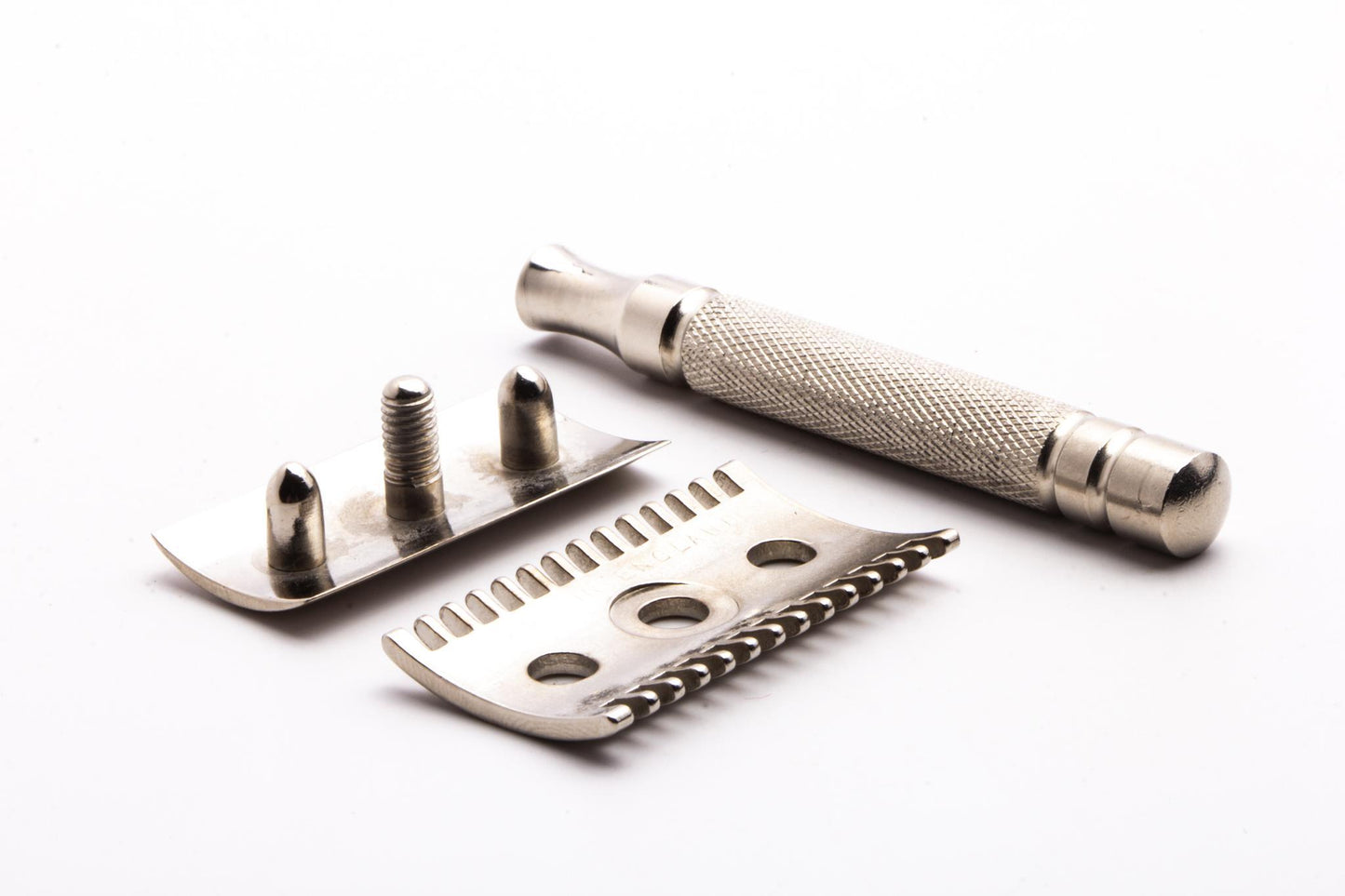 Open Comb Three Piece Double Edge Safety Razor | Factory Nickel Revamp