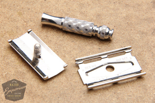 Gillette 1970 Mini Ball End Tech 3 Piece DE Razor w/ Etched Logo Cap - P3