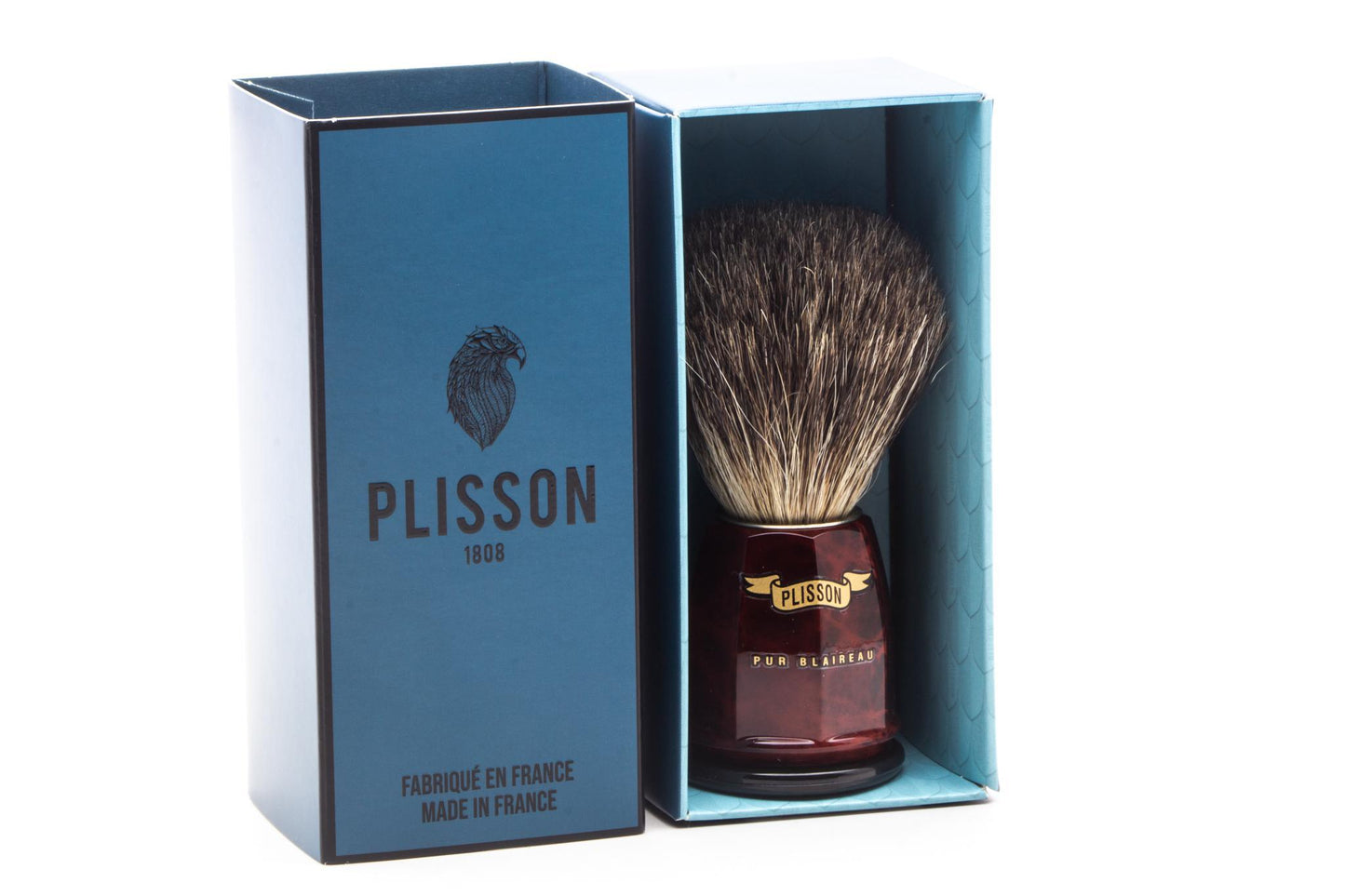 Plisson 1808 |  Russian Gray Faceted Badger Walnut Burl Shaving Brush