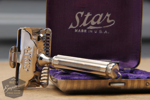 Star 1912 Single Edge Safety Razor w/ Orig. Metal Case - Mint
