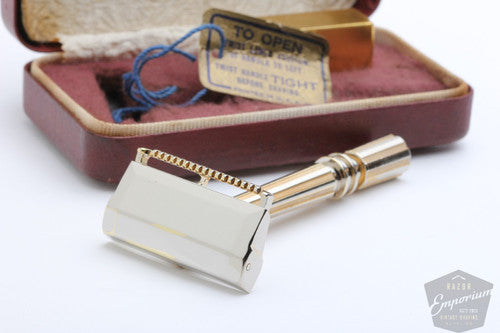 Gem 1930's Micromatic Razor Single Edge TTO in Brown Case