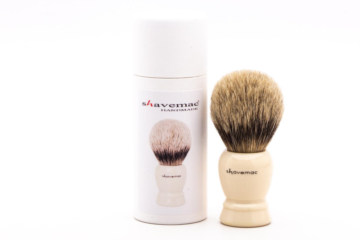 Shavemac | Silvertip Badger Shave Brush With Faux Ivory Handle