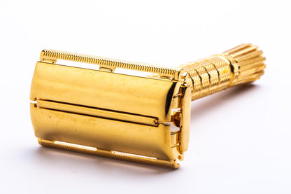 1964 J3 Gillette Flare Tip DE Super Speed Safety Razor |24k Gold Revamp