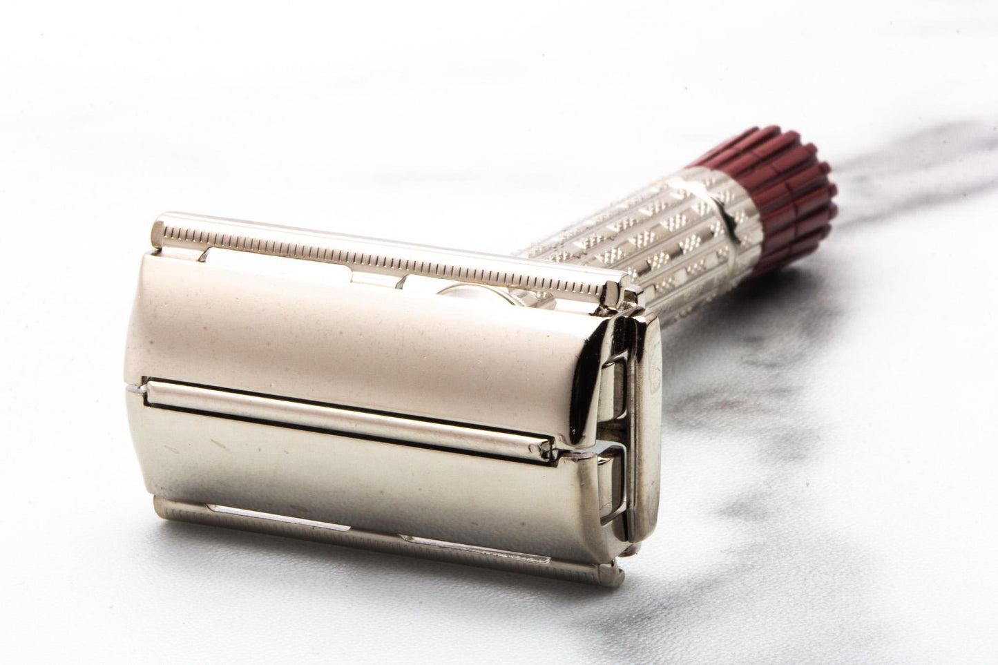 1956 B3 Gillette Red Tip TTO Super Speed Double Edge Safety Razor | Factory Nickel Revamp