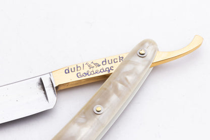 5/8" Dubl Duck Pearlduck Goldedge & Gold Inlay Celluloid Scales Straight Razor  | Solingen, Germany
