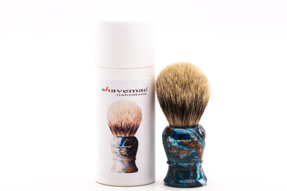 Shavemac |  Silvertip Badger Shave Brush With Blue & Copper Marbled Handle