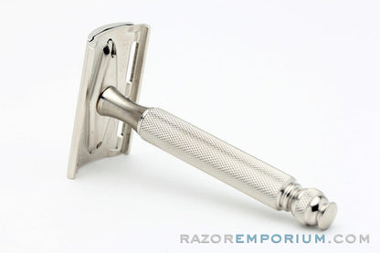 1959 Gillette Ball End Tech DE Safety Razor Satin Nickel