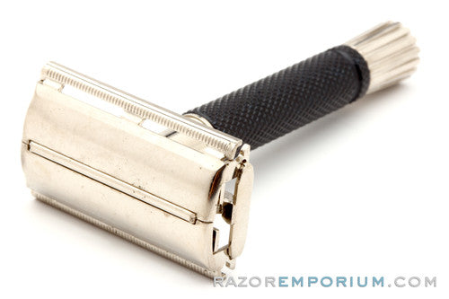 1983 D2 Gillette Black Handle Super Speed Safety Razor | Factory Nickel Revamp