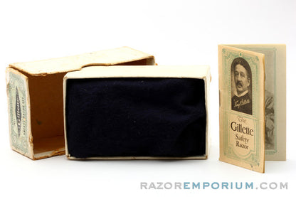 1917 Gillette Silver Single Ring Old Type Set in Metal Case w/ Blade Banks & Original Box & Instructions