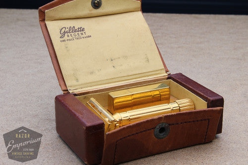 Gillette 1940's Regent Tech / Aristocrat w/ Case and Original Blade Bank