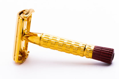 1959 E2 Gillette Heavy Red Tip Super Speed Safety Razor | 24K Gold Revamp