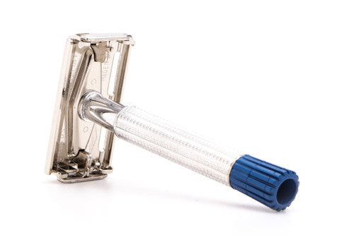 1957 C3 Gillette Blue Tip Light DE Super Speed Razor | Nickel Revamp