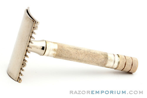 1930's L'Essor Open Comb Double Edge Safety Razor Set w/ Case & Blade Banks
